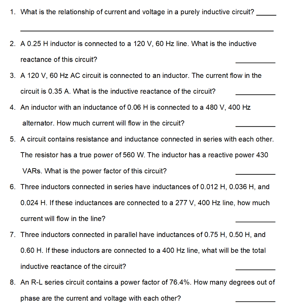 Solved 1. What is the relationship of current and voltage in | Chegg.com