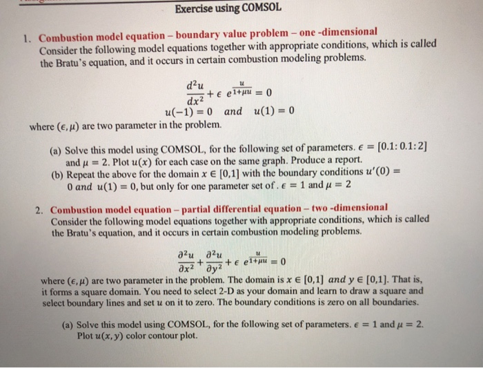 Exercise using COMSOL 1. Combustion model equation