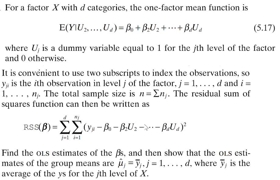 For A Factor X With D Categories The One Factor M Chegg Com