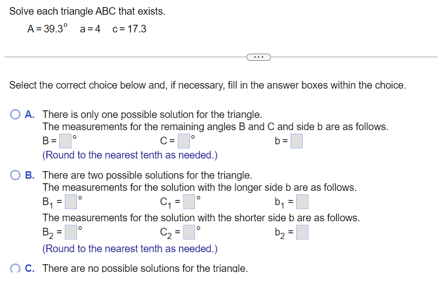 Solved Solve each triangle ABC that | Chegg.com