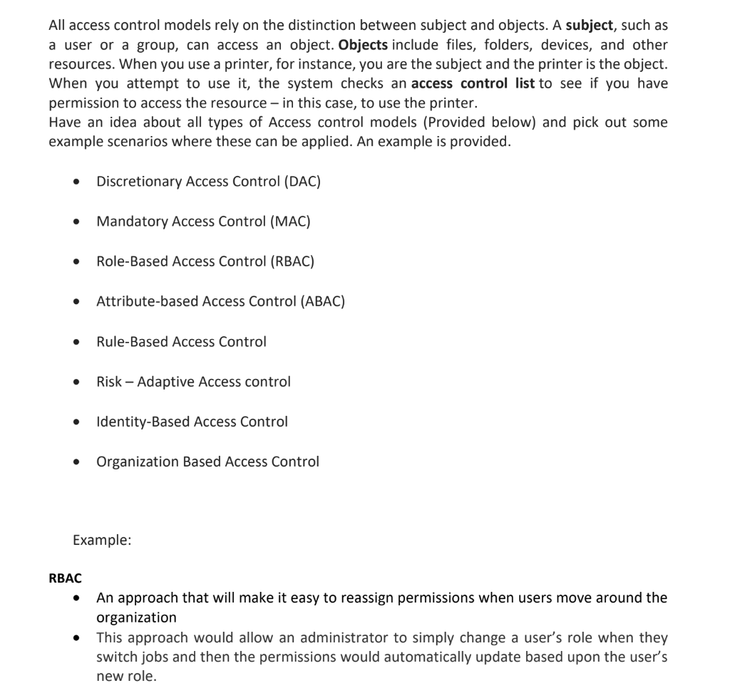 Solved All access control models rely on the distinction | Chegg.com