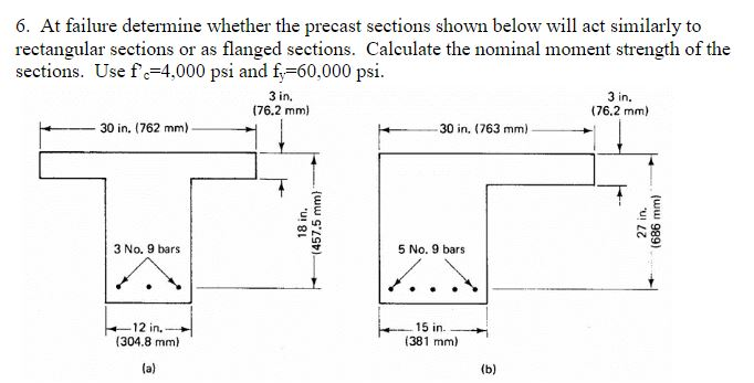 Solved 6. At failure determine whether the precast sections | Chegg.com