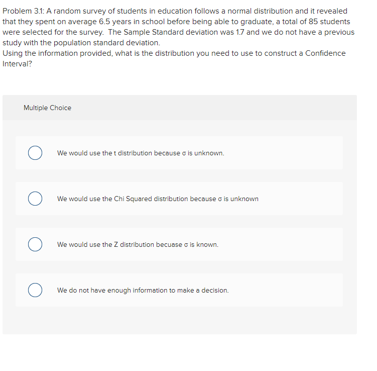Solved Problem 3.1: A random survey of students in education | Chegg.com