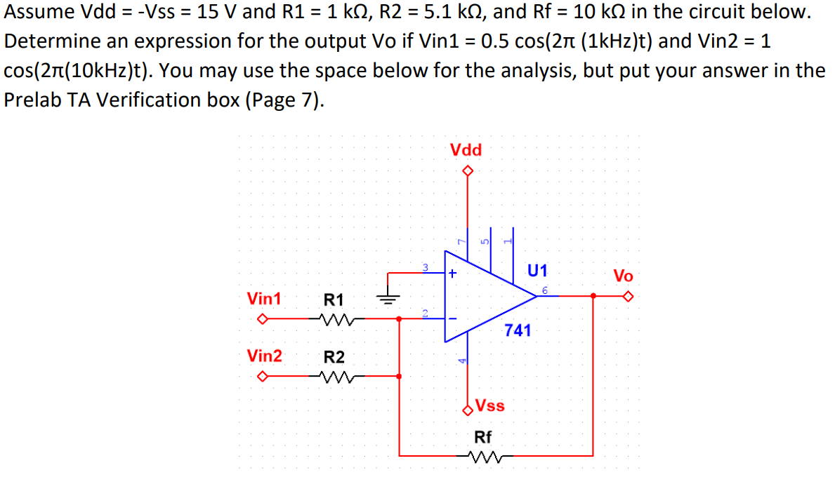 Solved Assume Vdd = Vss = 15 V and R1 = 1 k12, R2 = 5.1 ks,