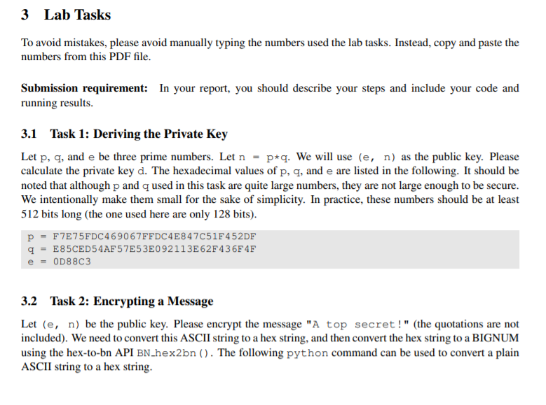 3 Lab Tasks To avoid mistakes, please avoid manually | Chegg.com