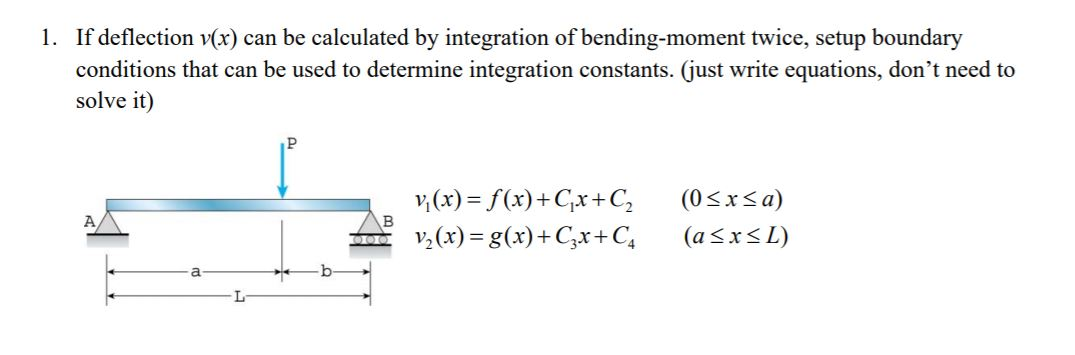 Solved 1 If Deflection V X Can Be Calculated By Integra Chegg Com