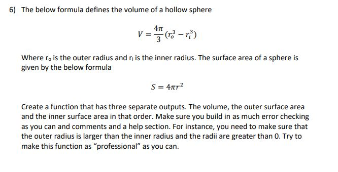 formula for volume of hollow sphere