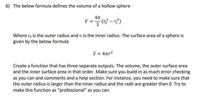 hollow sphere formula