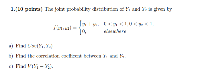 Solved 1.(10 points) The joint probability distribution of | Chegg.com