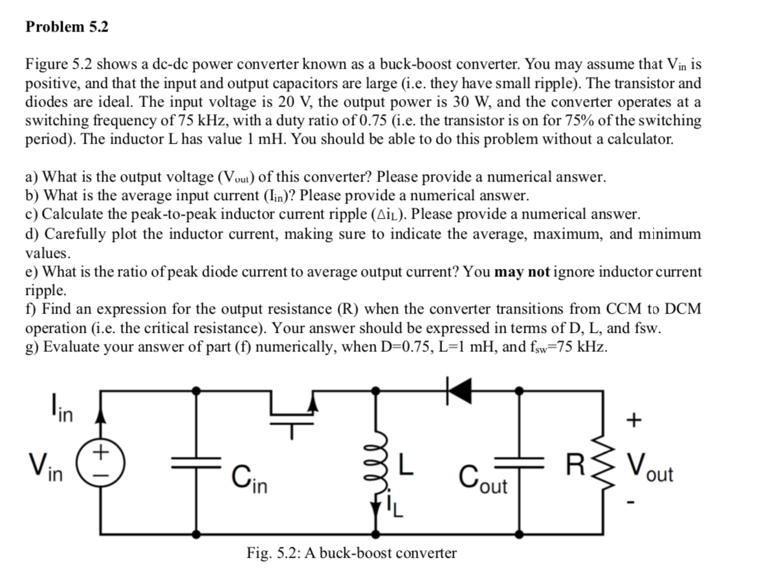 Problem 5.2 Figure 5.2 shows a dc-dc power converter | Chegg.com
