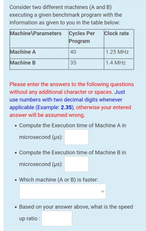 Solved Consider Two Different Machines (A And B) Executing A | Chegg.com