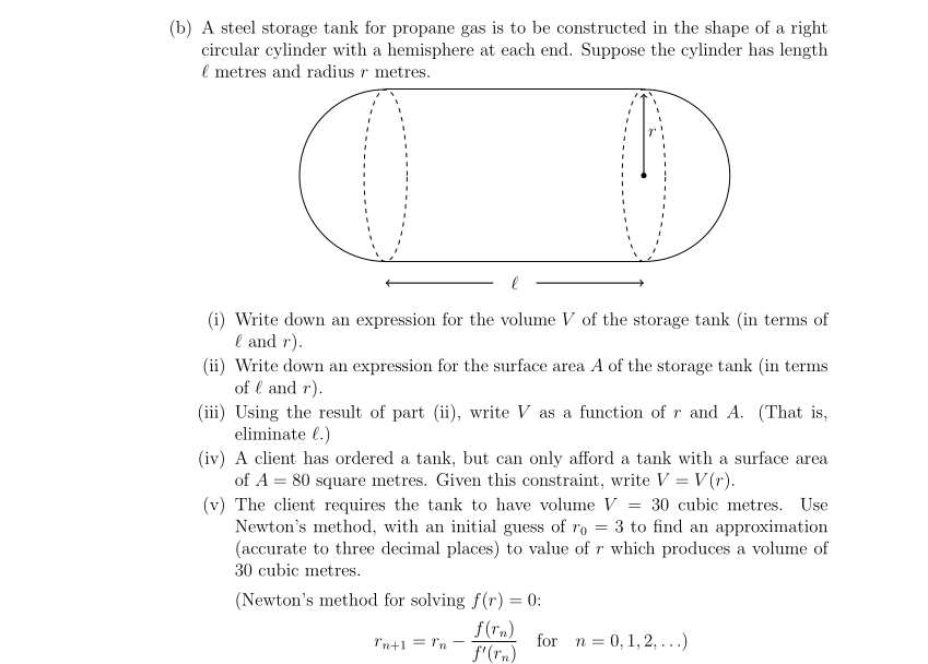 Solved (b) A steel storage tank for propane gas is to be | Chegg.com