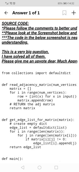85% 14:32 + Answer 1 of 1 + SOURCE CODE: *Please follow the comments to better und **Please look at the Screenshot below and