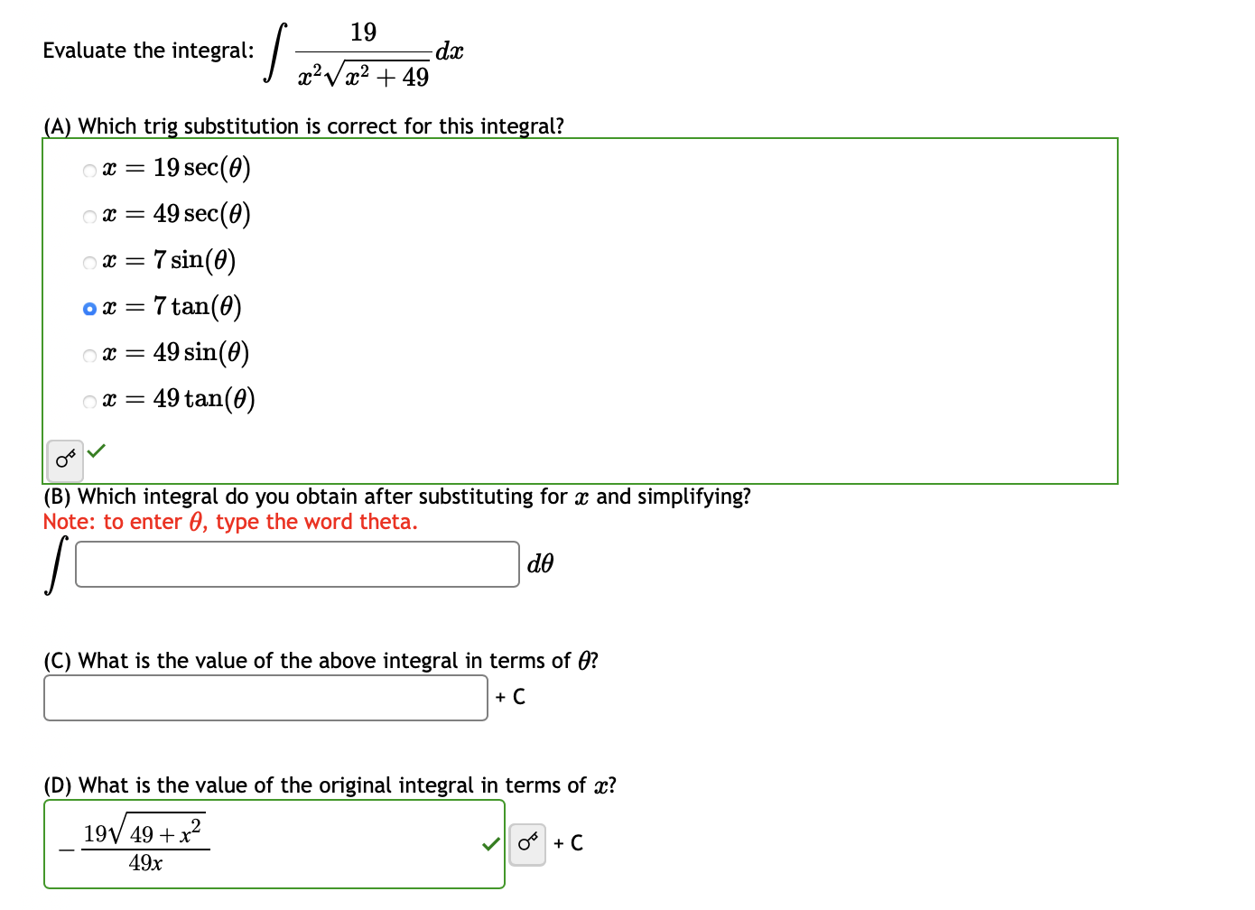 Solved Evaluate the integral: ∫9−x26x2dx (A) Which trig | Chegg.com