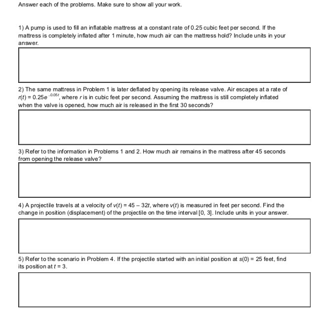 Solved Answer each of the problems. Make sure to show all | Chegg.com