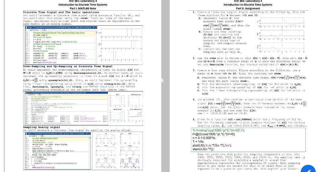 ECE 381: Laboratory Introduction To Discrete Time | Chegg.com