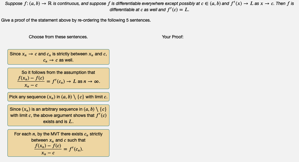 Solved Suppose F:(a, B) + R Is Continuous, And Suppose F Is | Chegg.com