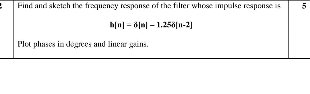 Solved 2 Find and sketch the frequency response of the | Chegg.com