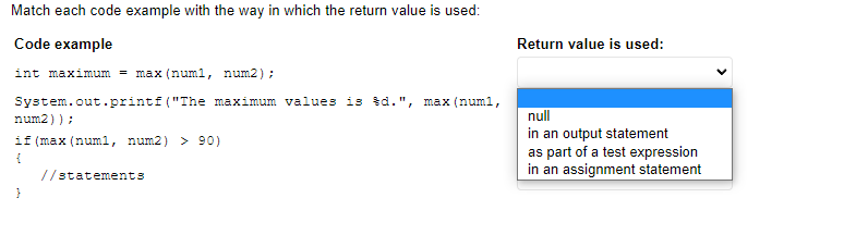 Solved Match each code example with the way in which the | Chegg.com