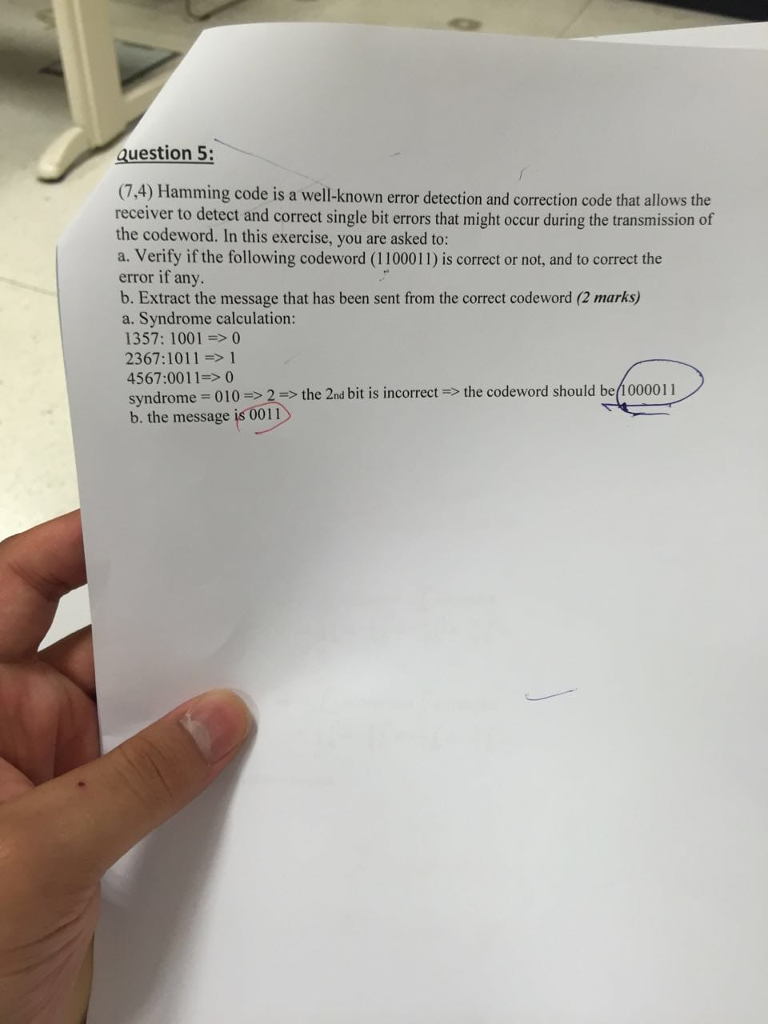 Solved Question 5 (7.4) Hamming code is a well-known error | Chegg.com