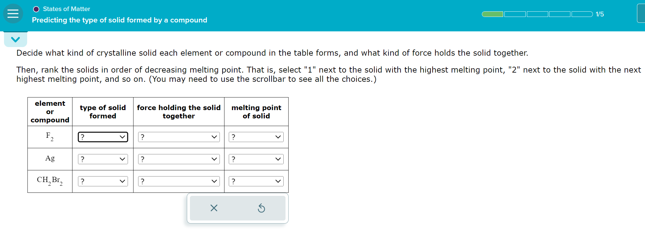 Solved Decide what kind of crystalline solid each element or | Chegg.com