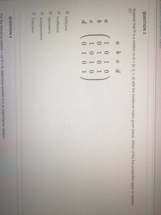 Solved QUESTION3 Suppose That R Is A Relation On A - (a, B, | Chegg.com