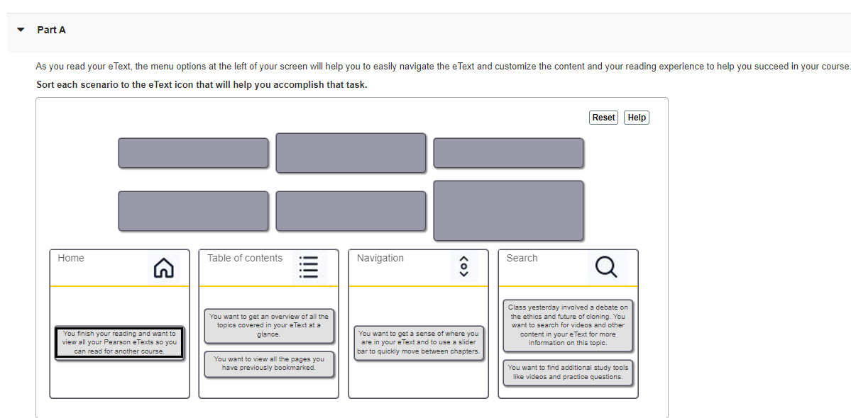 Solved Sort each scenario to the eText icon that will help