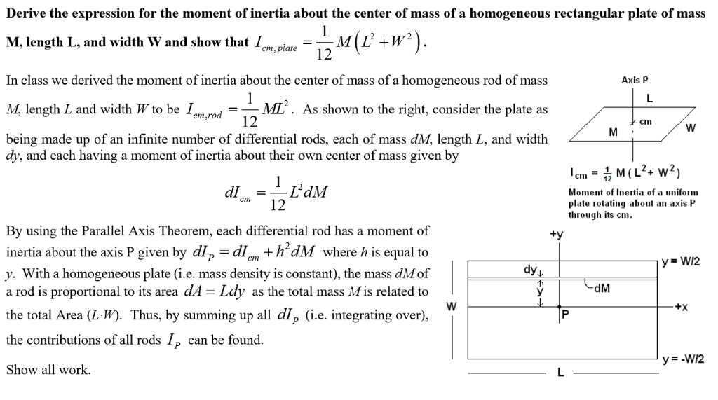 Solved Derive the expression for the moment of inertia about | Chegg.com