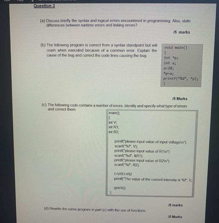 Solved Question 3 (a) Discuss briefly the syntax and logical | Chegg.com