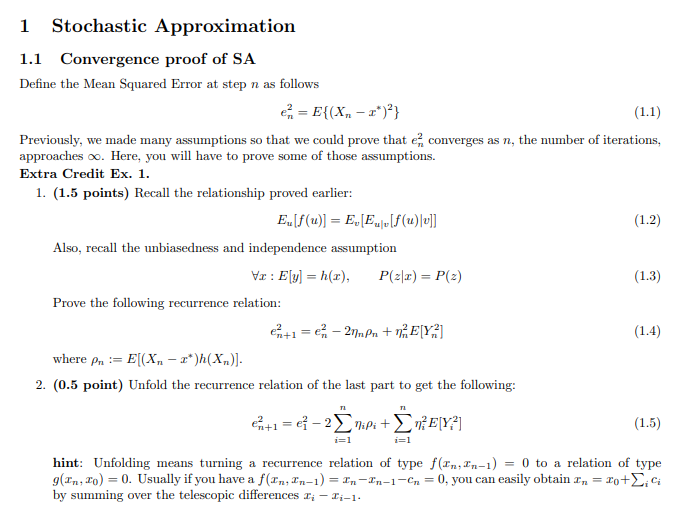 1 Stochastic Approximation 1.1 Convergence proof of | Chegg.com