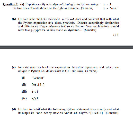 Solved Question 2: (a) Explain exactly what dynamic typing | Chegg.com