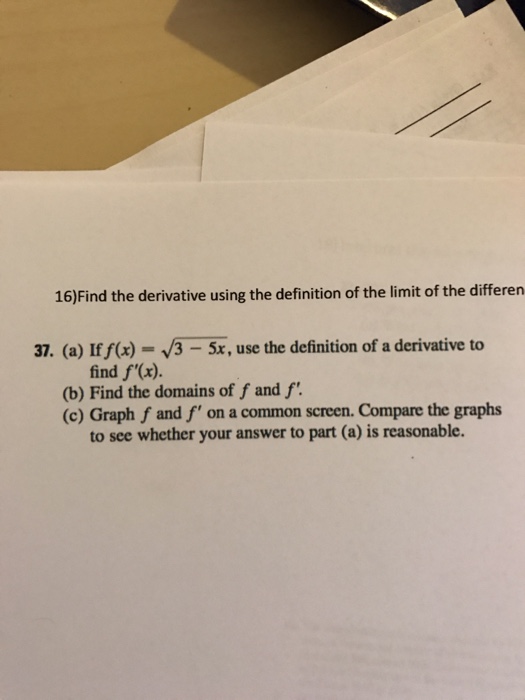 Solved Find the derivative using the definition of the limit | Chegg.com