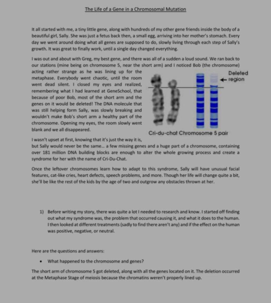 Solved The Life of a Gene in a Chromosomal Mutation It all | Chegg.com