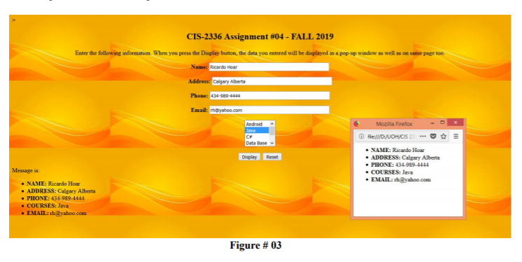 Create a simple HTML form and accept the data and | Chegg.com