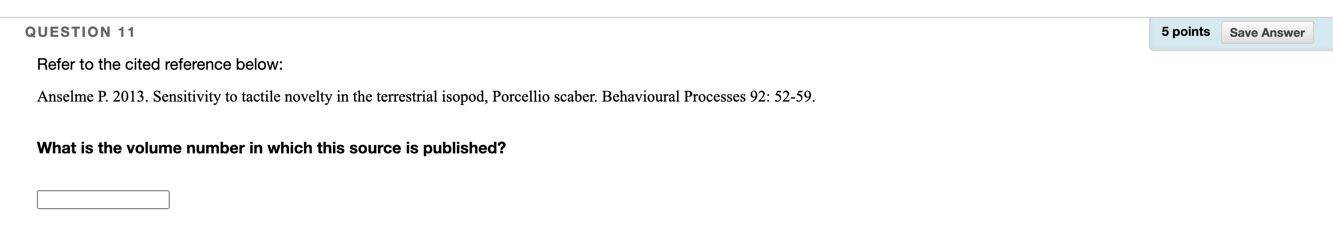 Solved QUESTION 11 5 points Save Answer Refer to the cited | Chegg.com