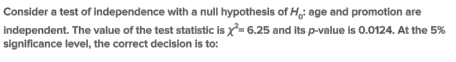 Solved Consider a test of Independence with a null | Chegg.com