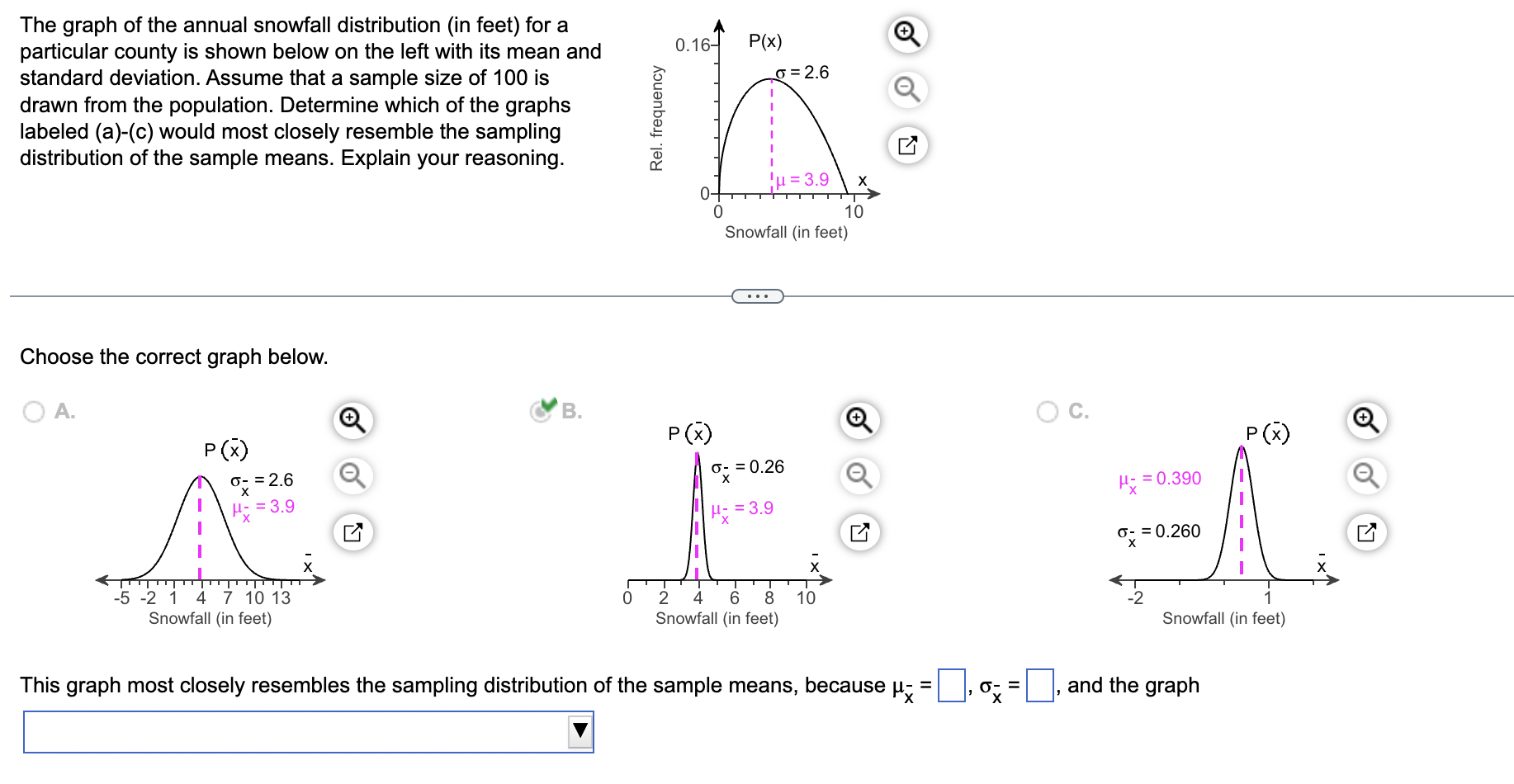 Solved The graph of the annual snowfall distribution (in | Chegg.com