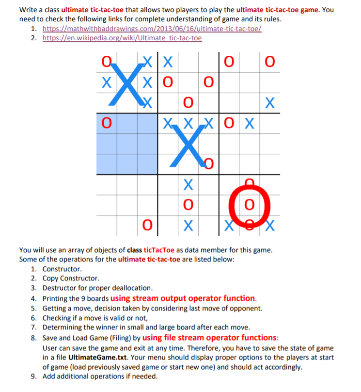 Solved Write a class ultimate tic-tac-toe that allows two | Chegg.com