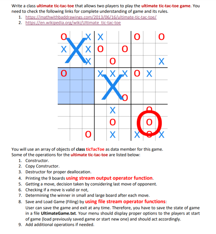 Solved Write a class ultimate tic-tac-toe that allows two