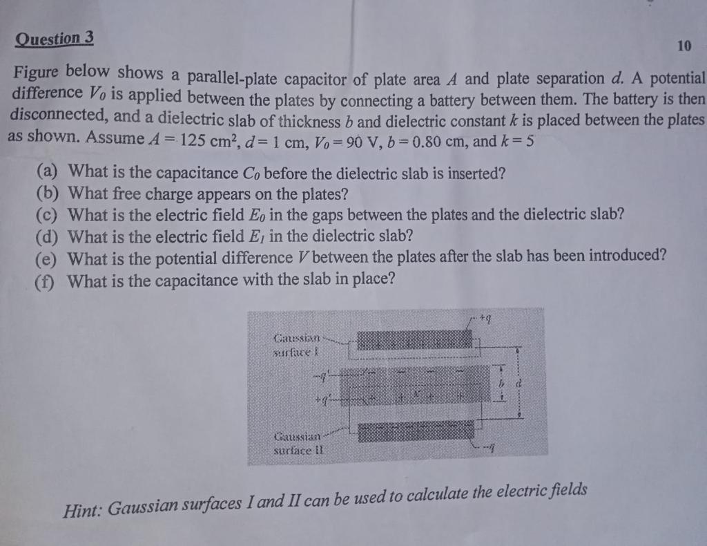 Solved Question 3 10 Figure Below Shows A Parallel-plate | Chegg.com