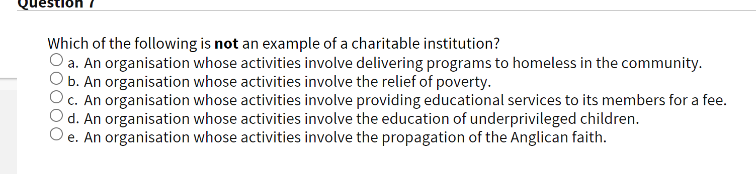 Solved Which of the following is not an example of a | Chegg.com