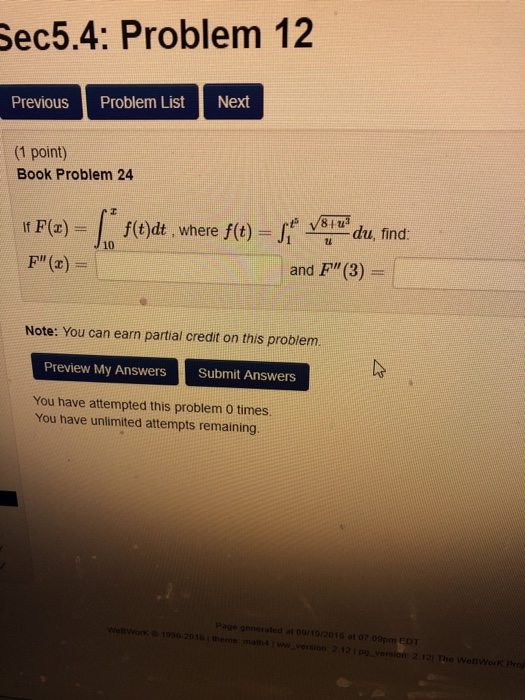 Solved Sec5.4: Problem 12 Previous Problem ListNext (1 | Chegg.com