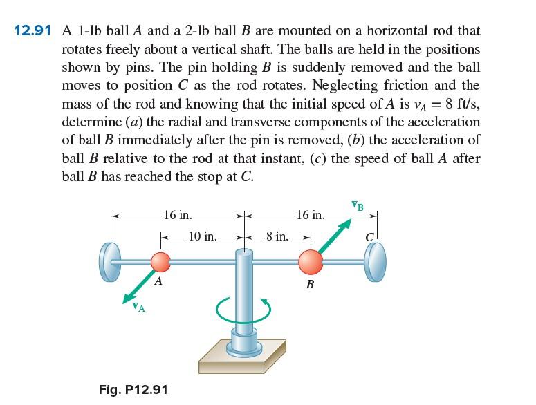 Solved 2.91 A 1-lb Ball A And A 2-lb Ball B Are Mounted On A | Chegg.com