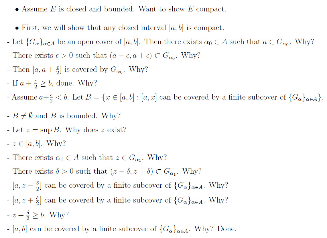 Solved Heine Borel Theorem A set ECR is compact iff E is Chegg