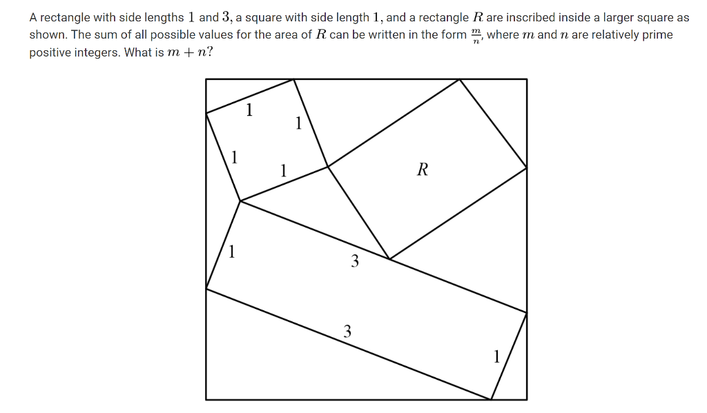 A rectangle with side lengths 1 and 3, a square with | Chegg.com