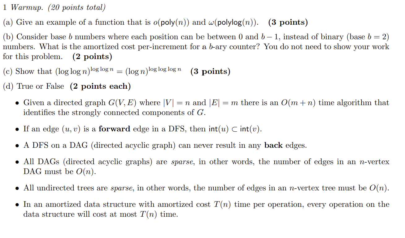 Solved (a) Give an example of a function that is o(poly(n)) | Chegg.com