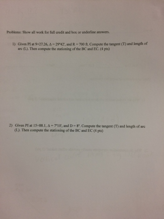Solved Problems: Show all work for full credit and box or | Chegg.com