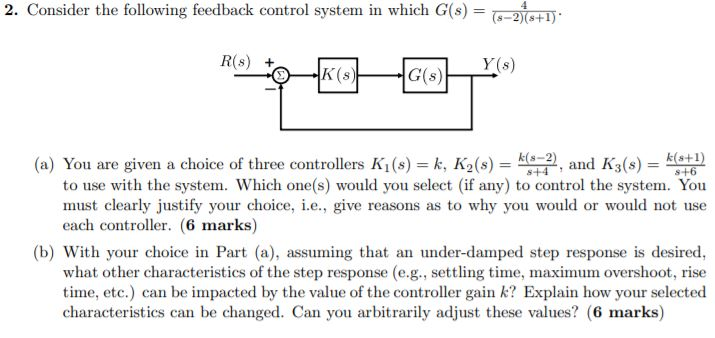 2. Consider the following feedback control system in | Chegg.com