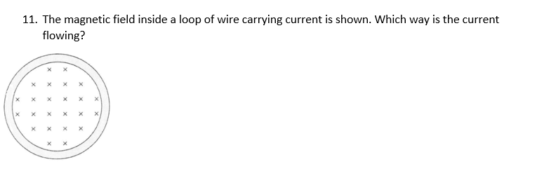 Solved 11. The magnetic field inside a loop of wire carrying | Chegg.com