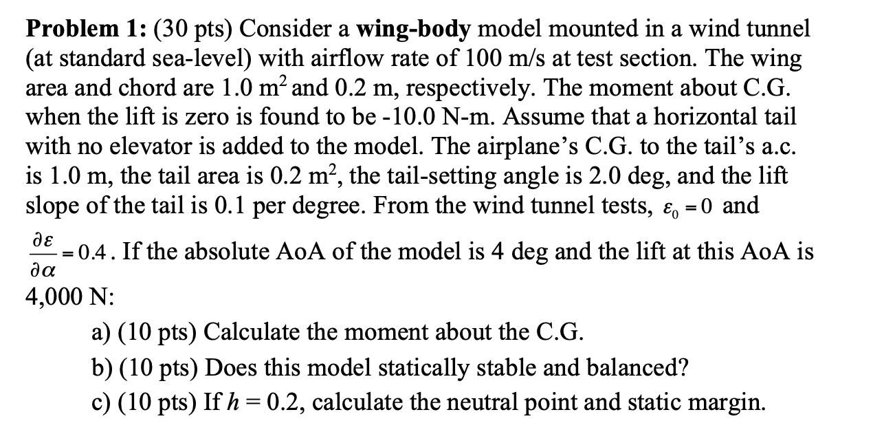 Solved Problem 1 30 Pts Consider A Wing Body Model